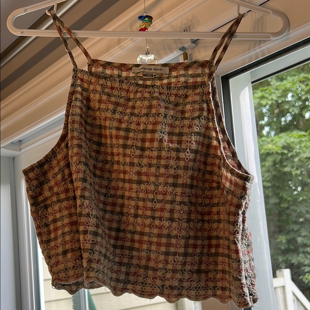 Plaid Lace Trim Women's Shorts & Top Set - Picture 5 of 7